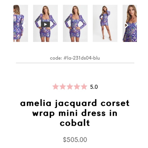 Lavish Alice: Jacquard Corset Embroidered Chinese Cobalt Wrap Mini Dress - Picture 7 of 13